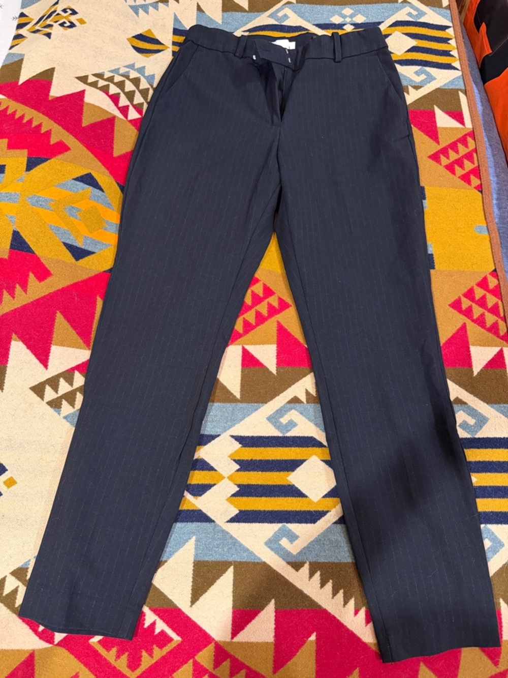 H&M Navy Pinstripe Straight-Leg Dress Pants